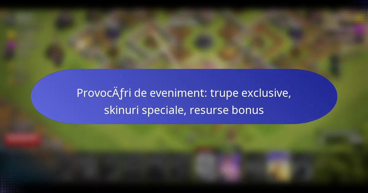 Read more about the article Provocări de eveniment: trupe exclusive, skinuri speciale, resurse bonus